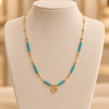 Turquoise Beaded coin necklace