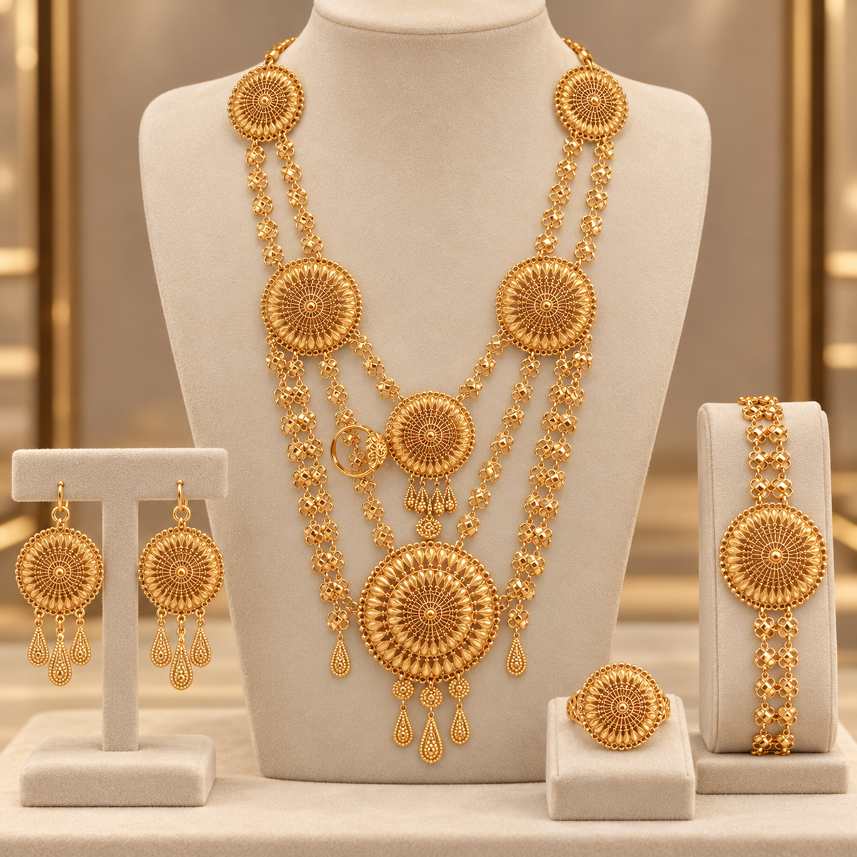 Royal Medallion Gold-Tone Jewelry Set