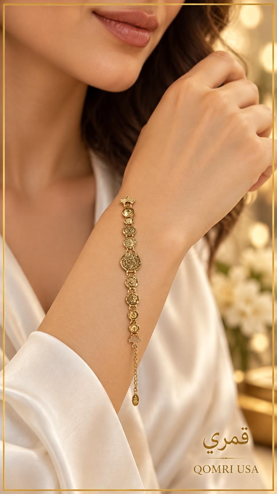 Golden Heart Medallion Bracelet