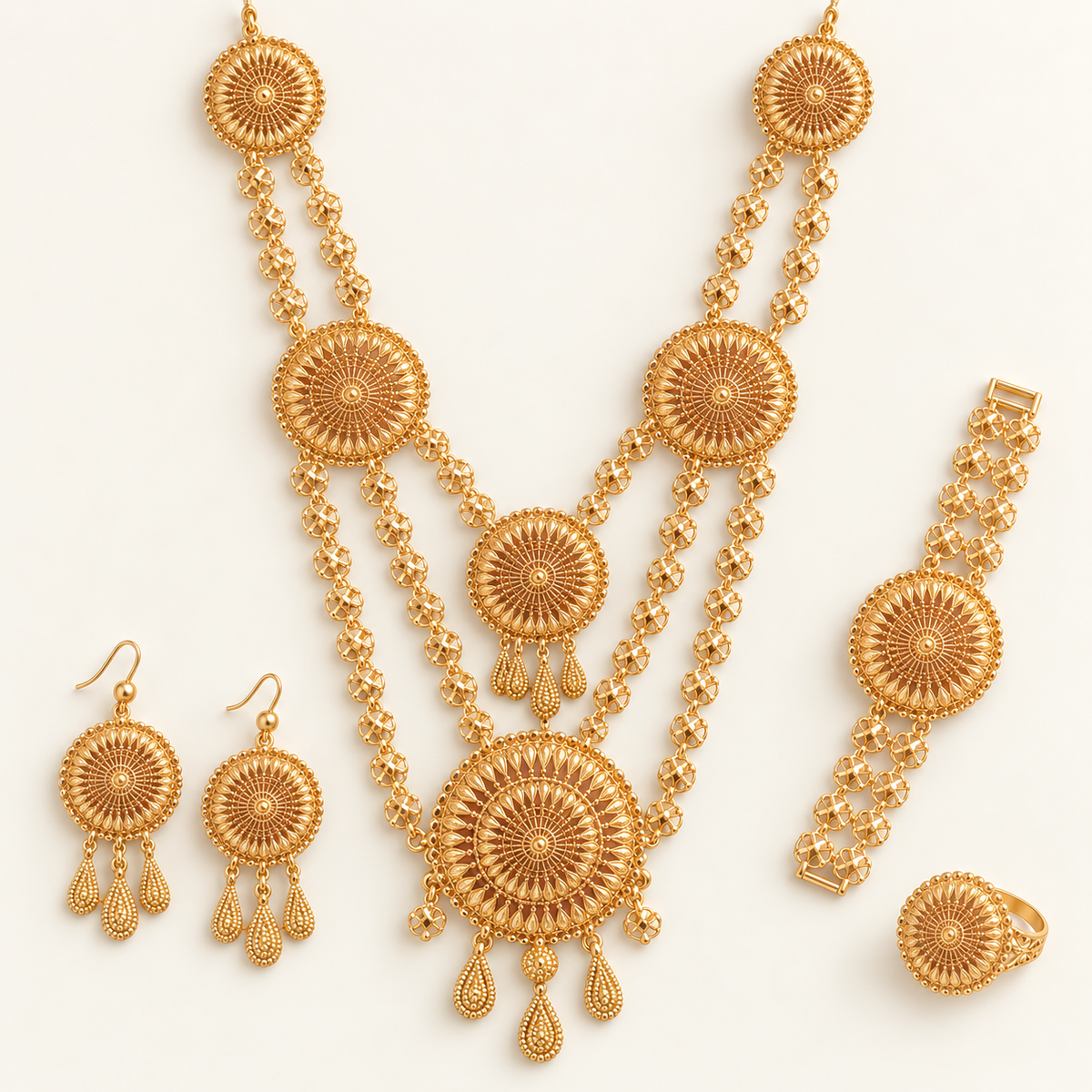 Royal Medallion Gold-Tone Jewelry Set