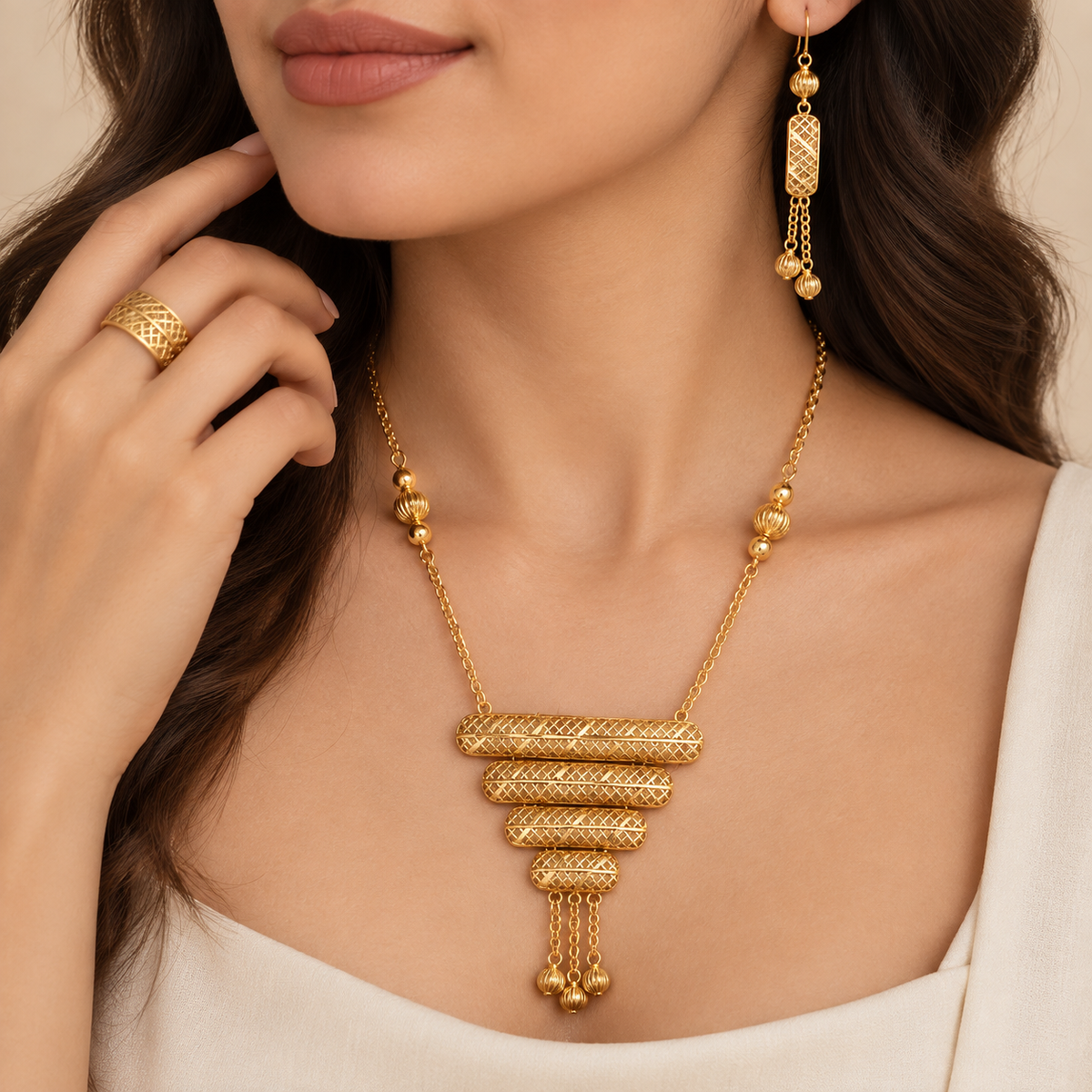 Geometric Gold-Tone Jewelry Set