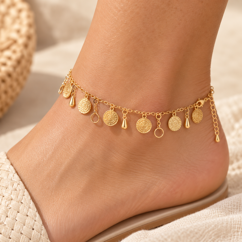 Gold - Tone Charm Anklet