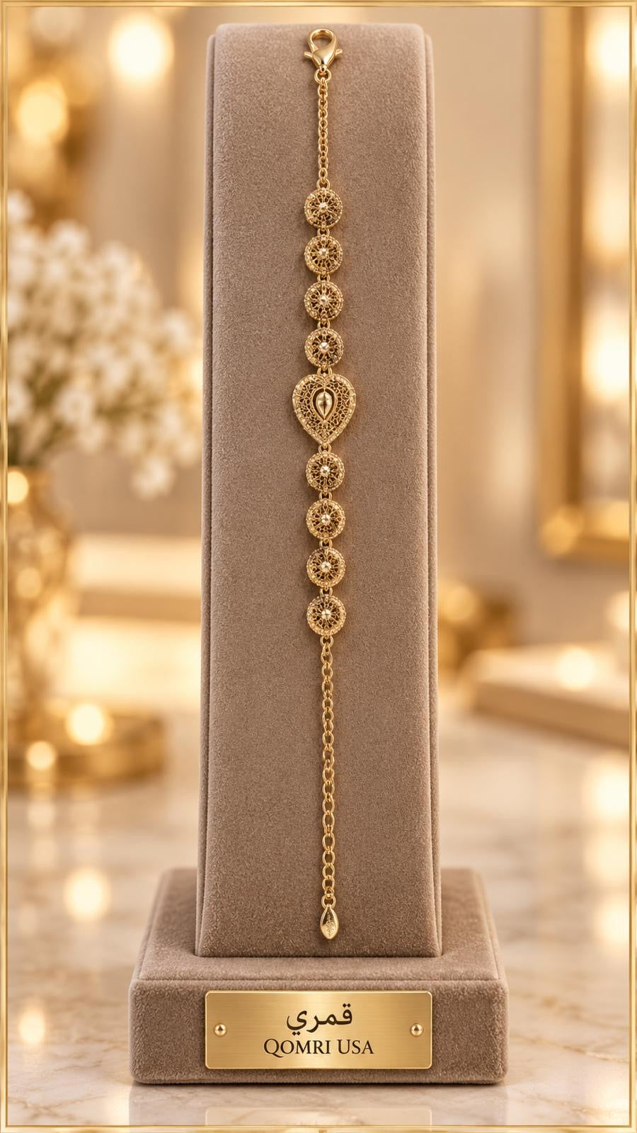 Golden Heart Medallion Bracelet